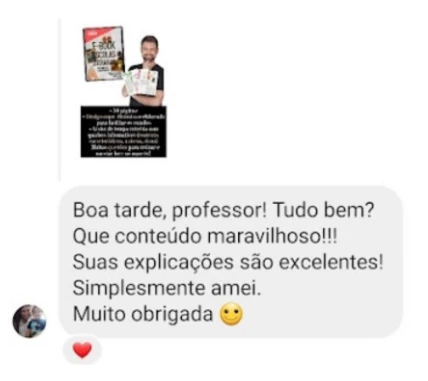 Depoimento via Instagram Direct: professora elogia o conteúdo e as explicações